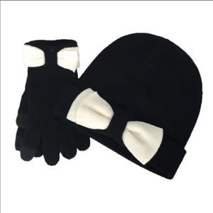 Kate Spade Beanie & Gloves Colorblock Bow Set